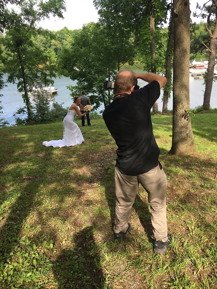 Clicking a quasi-first-look portrait. What a beautiful day for this Memorial Day Wedding!